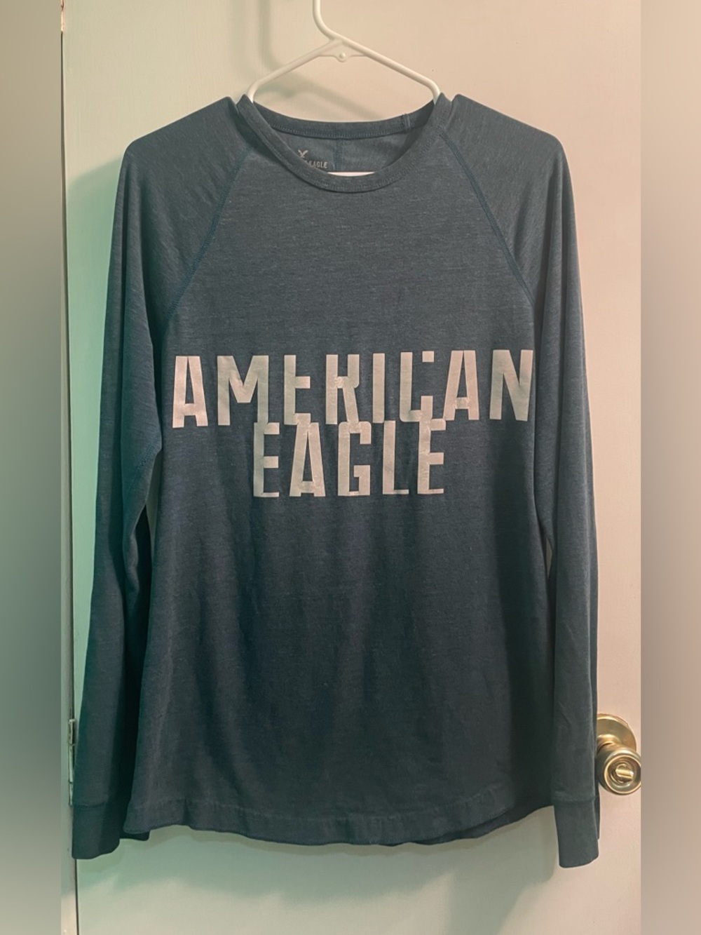 American Eagle Outfitters Long Sleeve Tee - Navy with White Logo
